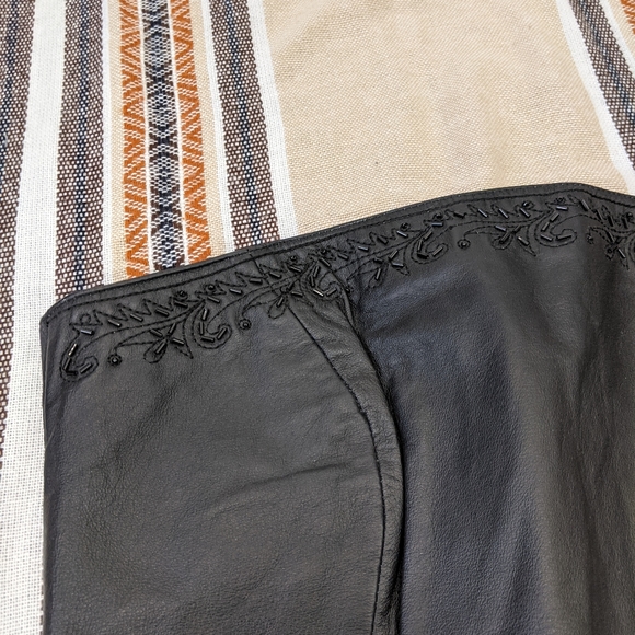 David Benjamin Black Leather Tube Top w/ Beads - Picture 5 of 7